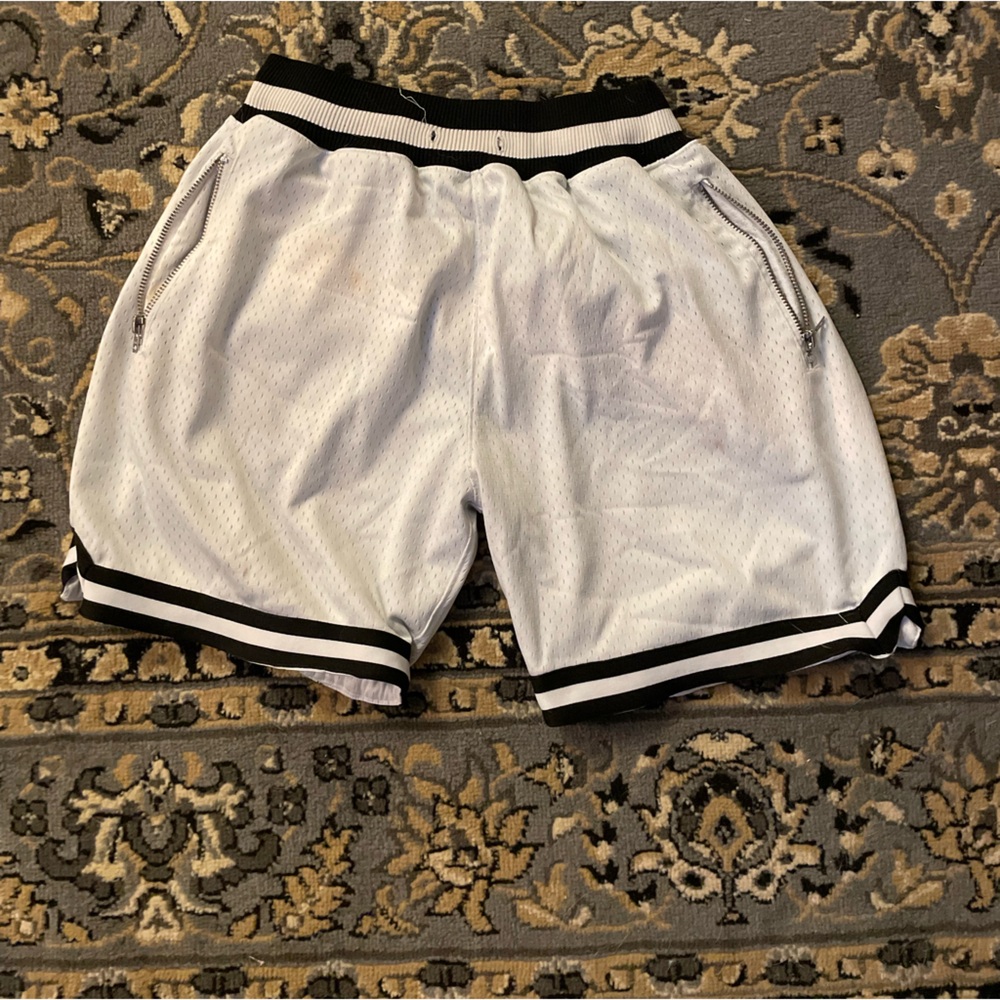 White and Black Heavy Mesh Shorts